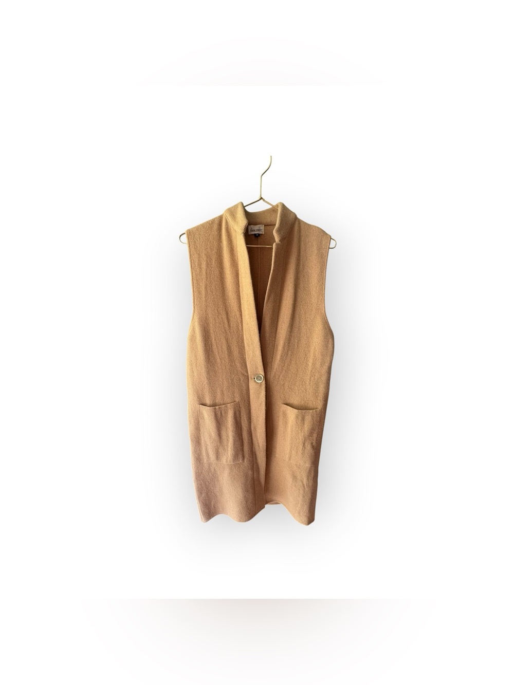 Diane Snyder Vintage Sleeveless Long Vest in Camel 100% cashmere